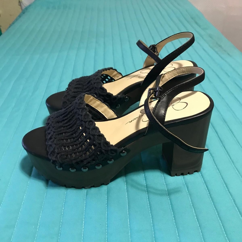 Jessica Simpson Black Crochet Platform Heels